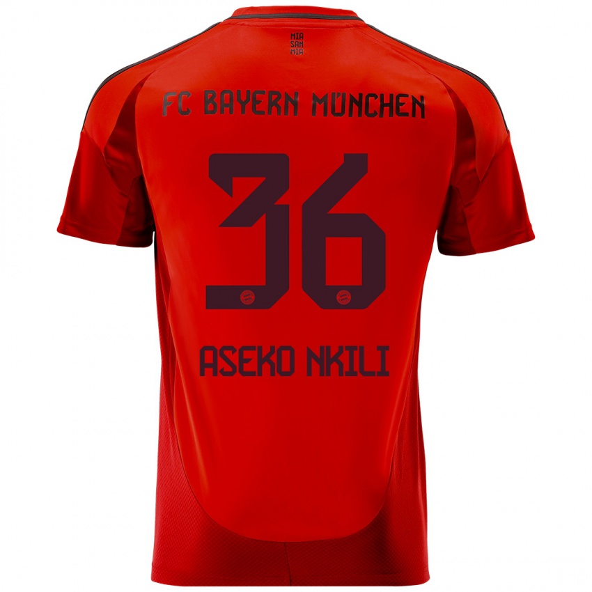 Uomo Maglia Noel Aseko Nkili #36 Rosso Kit Gara Home 2024/25 Maglietta