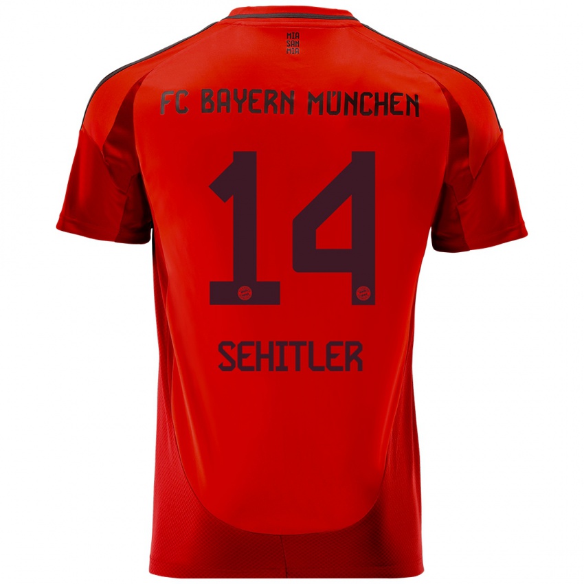 Uomo Maglia Alara Şehitler #14 Rosso Kit Gara Home 2024/25 Maglietta