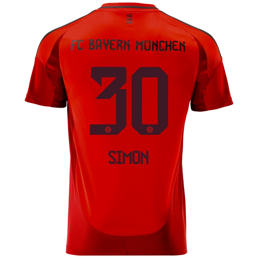 Uomo Maglia Carolin Simon #30 Rosso Kit Gara Home 2024/25 Maglietta