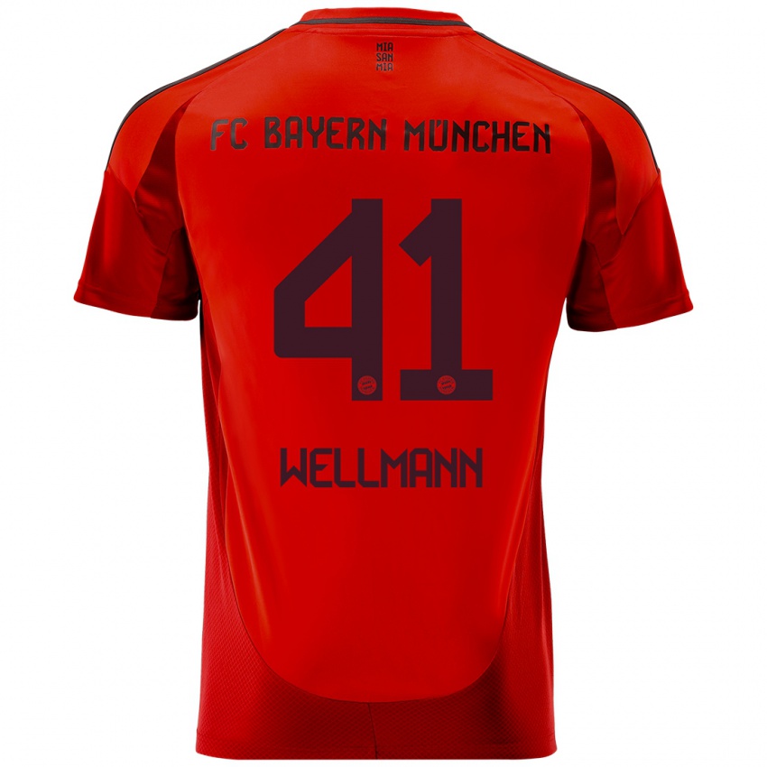 Uomo Maglia Anna Wellmann #41 Rosso Kit Gara Home 2024/25 Maglietta