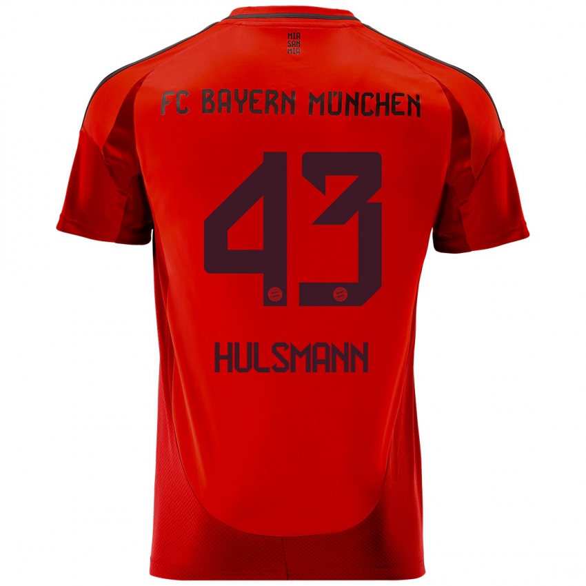 Uomo Maglia Tom Hulsmann #43 Rosso Kit Gara Home 2024/25 Maglietta