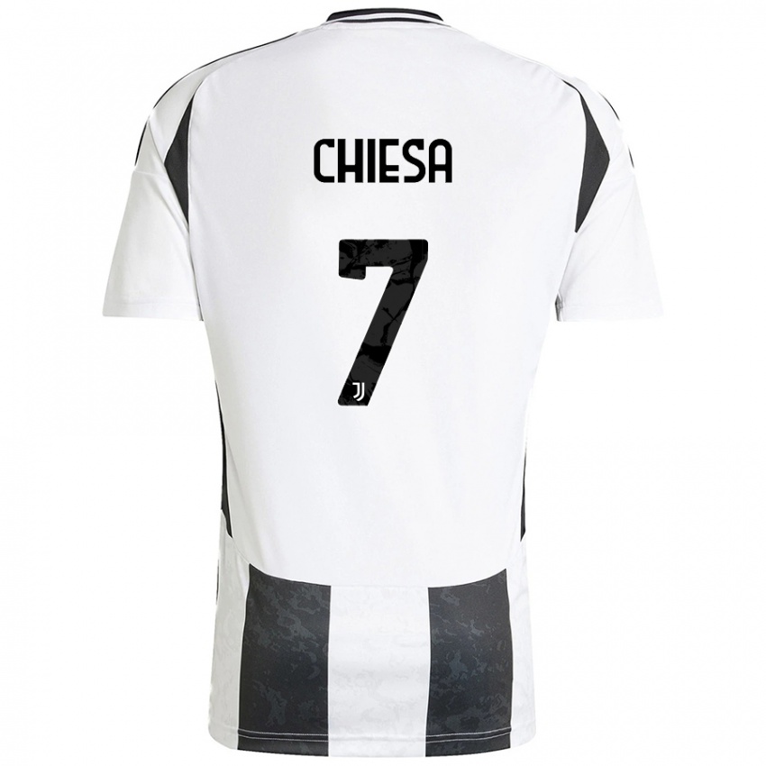 Uomo Maglia Federico Chiesa #7 Bianco Nero Kit Gara Home 2024/25 Maglietta