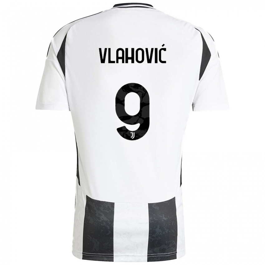 Uomo Maglia Dusan Vlahovic #9 Bianco Nero Kit Gara Home 2024/25 Maglietta