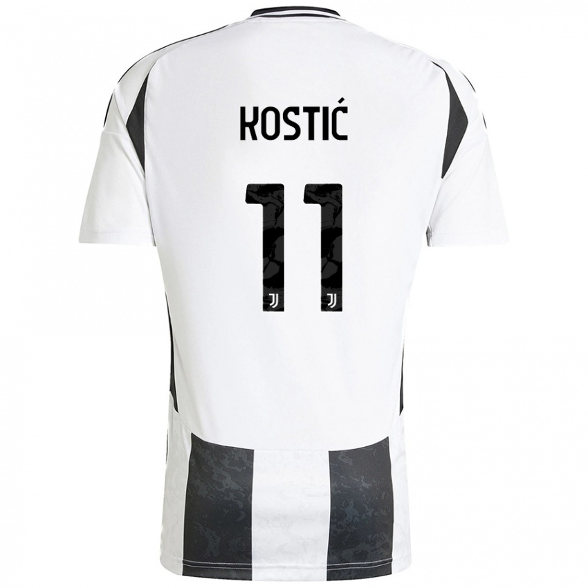 Uomo Maglia Filip Kostic #11 Bianco Nero Kit Gara Home 2024/25 Maglietta