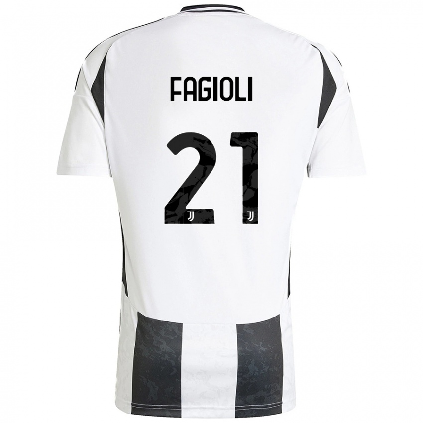 Uomo Maglia Nicolo Fagioli #21 Bianco Nero Kit Gara Home 2024/25 Maglietta