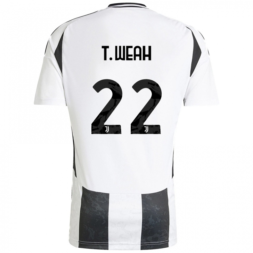 Uomo Maglia Timothy Weah #22 Bianco Nero Kit Gara Home 2024/25 Maglietta