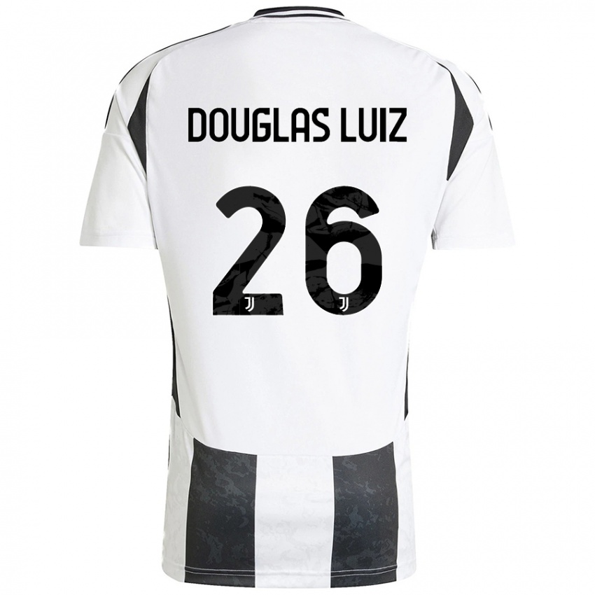 Uomo Maglia Douglas Luiz #26 Bianco Nero Kit Gara Home 2024/25 Maglietta