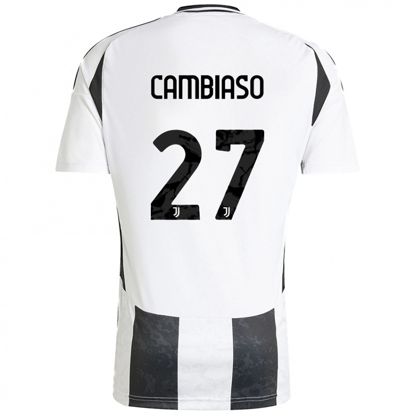 Uomo Maglia Andrea Cambiaso #27 Bianco Nero Kit Gara Home 2024/25 Maglietta