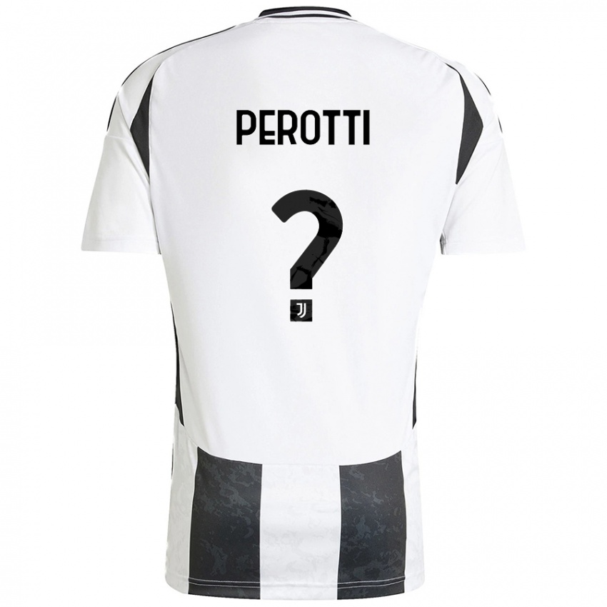 Uomo Maglia Clemente Perotti #0 Bianco Nero Kit Gara Home 2024/25 Maglietta