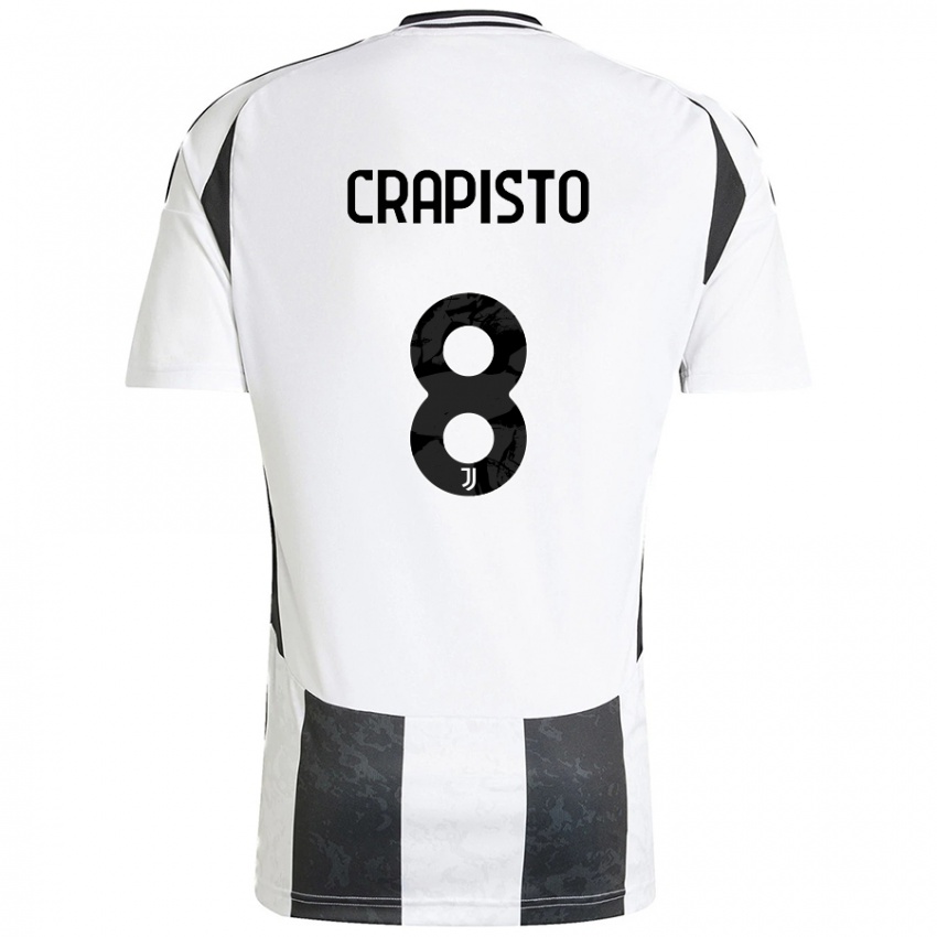 Uomo Maglia Francesco Crapisto #8 Bianco Nero Kit Gara Home 2024/25 Maglietta