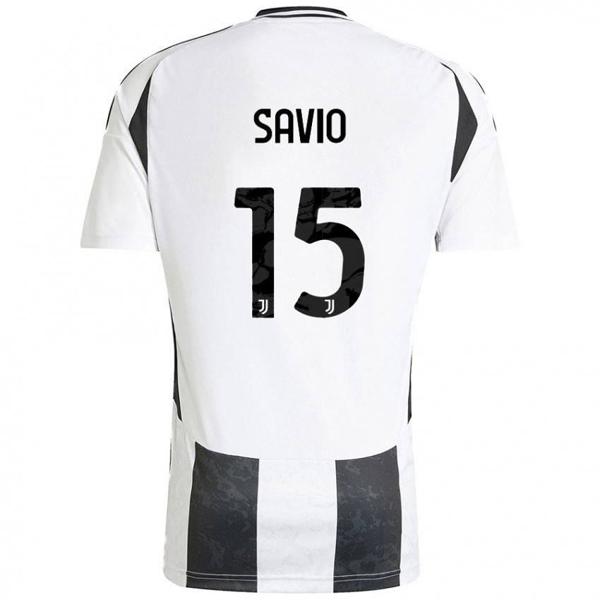 Uomo Maglia Federico Savio #15 Bianco Nero Kit Gara Home 2024/25 Maglietta