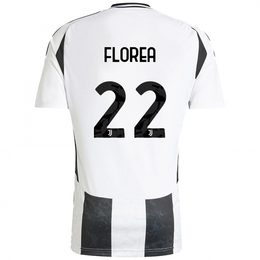 Uomo Maglia Andrei Florea #22 Bianco Nero Kit Gara Home 2024/25 Maglietta