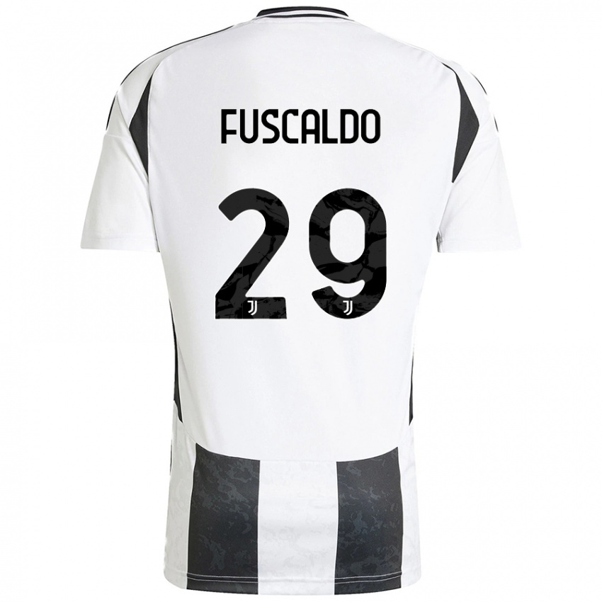 Uomo Maglia Matteo Fuscaldo #29 Bianco Nero Kit Gara Home 2024/25 Maglietta