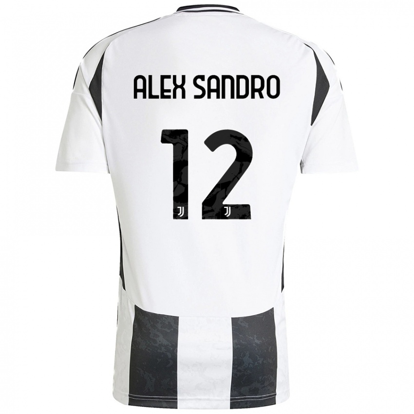 Uomo Maglia Alex Sandro #12 Bianco Nero Kit Gara Home 2024/25 Maglietta