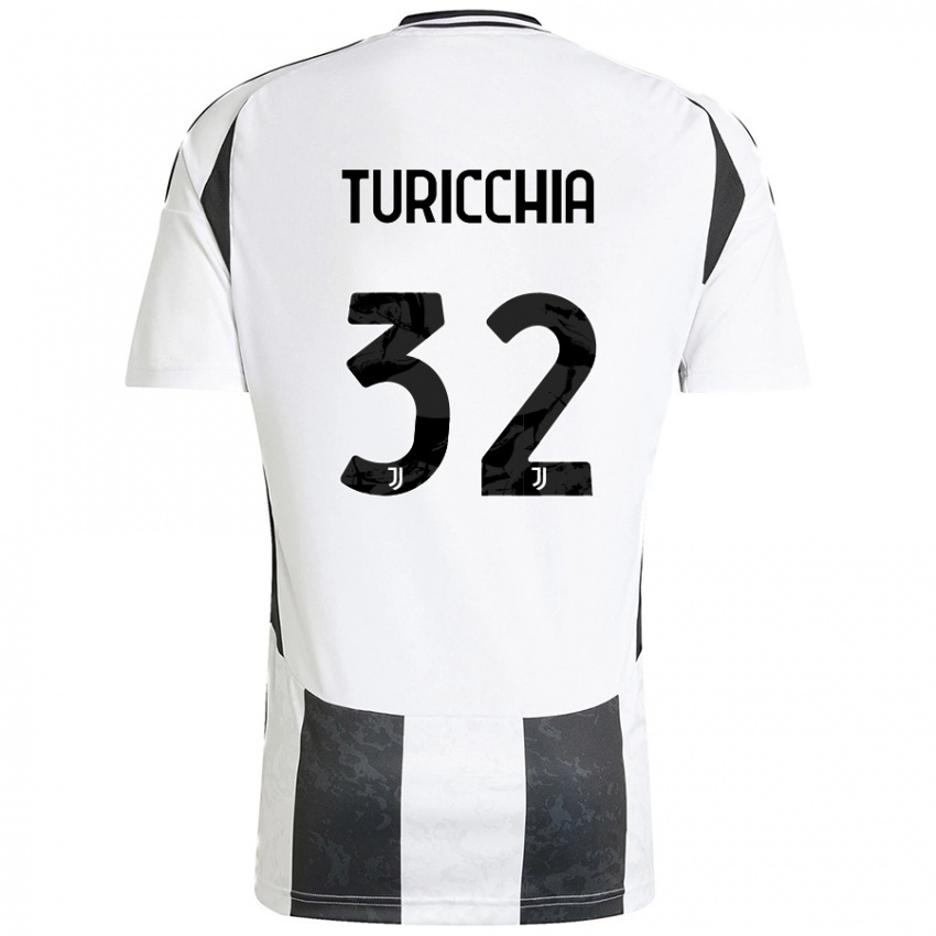 Uomo Maglia Riccardo Turicchia #32 Bianco Nero Kit Gara Home 2024/25 Maglietta