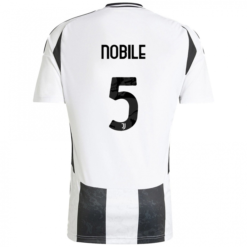 Uomo Maglia Riccardo Nobile #5 Bianco Nero Kit Gara Home 2024/25 Maglietta