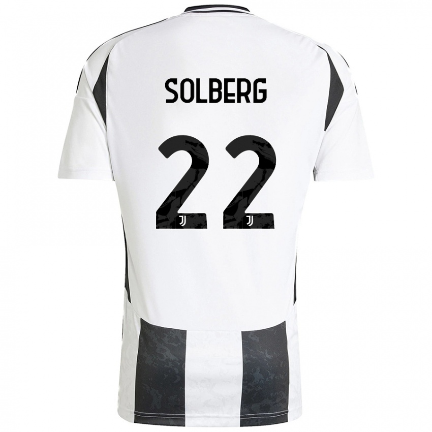 Uomo Maglia Elias Solberg #22 Bianco Nero Kit Gara Home 2024/25 Maglietta