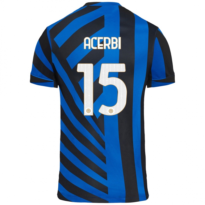 Uomo Maglia Francesco Acerbi #15 Blu Nero Kit Gara Home 2024/25 Maglietta