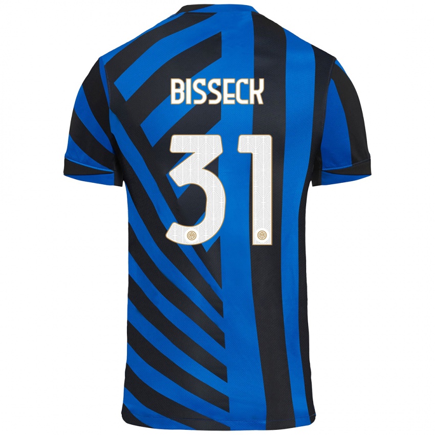 Uomo Maglia Yann Bisseck #31 Blu Nero Kit Gara Home 2024/25 Maglietta