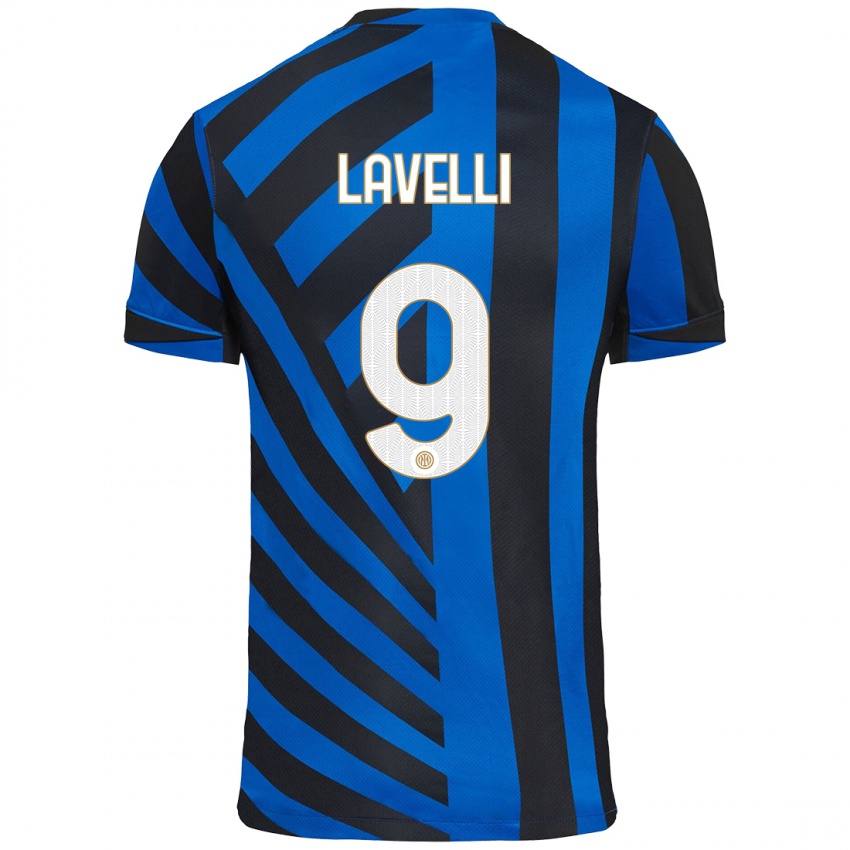 Uomo Maglia Matteo Lavelli #9 Blu Nero Kit Gara Home 2024/25 Maglietta