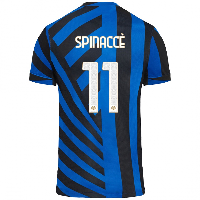 Uomo Maglia Matteo Spinaccè #11 Blu Nero Kit Gara Home 2024/25 Maglietta