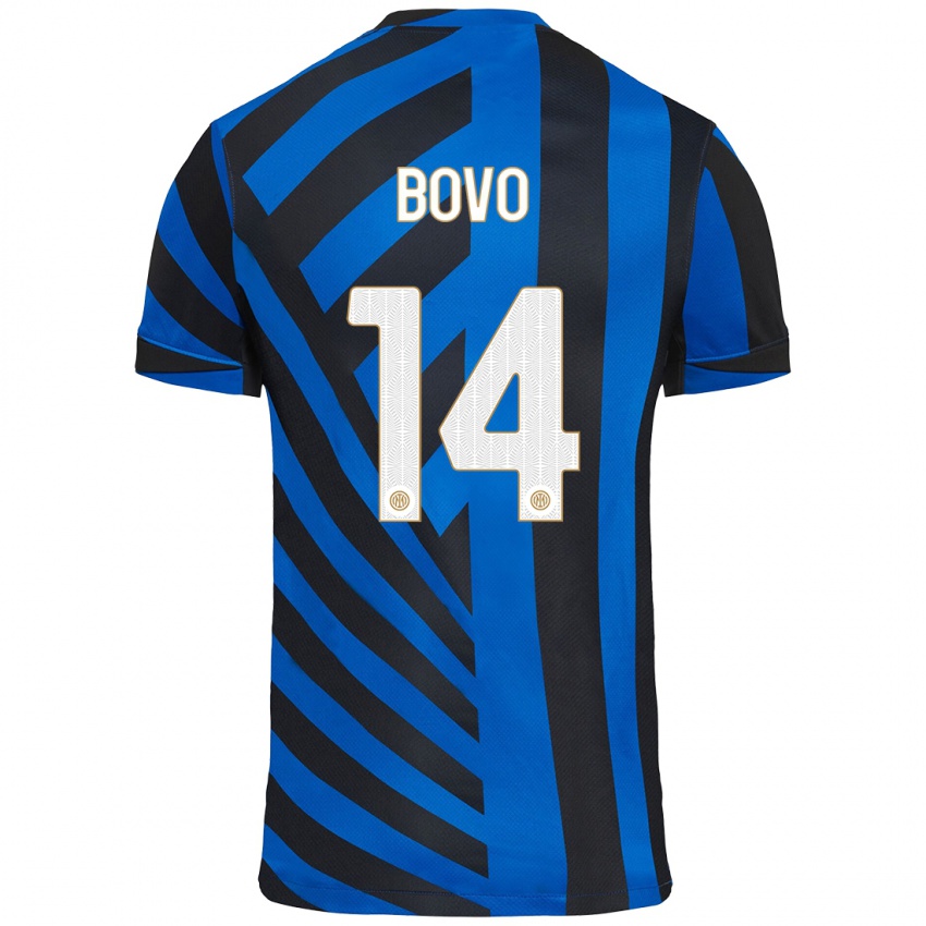 Uomo Maglia Leonardo Bovo #14 Blu Nero Kit Gara Home 2024/25 Maglietta