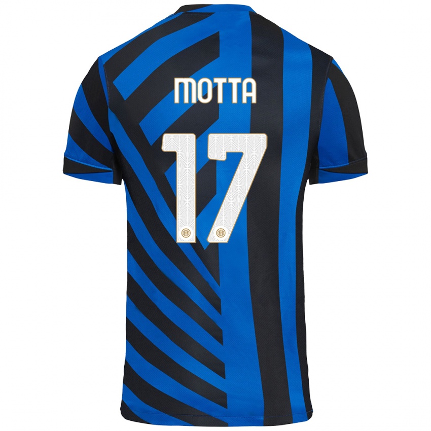 Uomo Maglia Matteo Motta #17 Blu Nero Kit Gara Home 2024/25 Maglietta