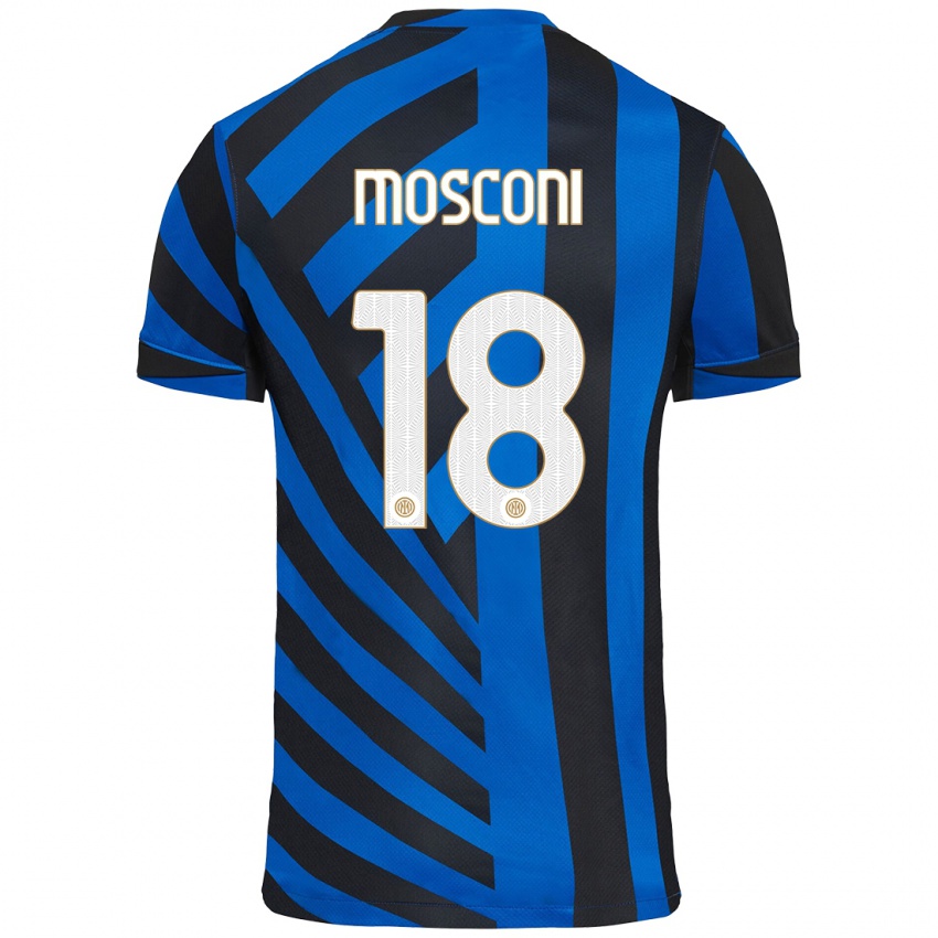 Uomo Maglia Mattia Mosconi #18 Blu Nero Kit Gara Home 2024/25 Maglietta