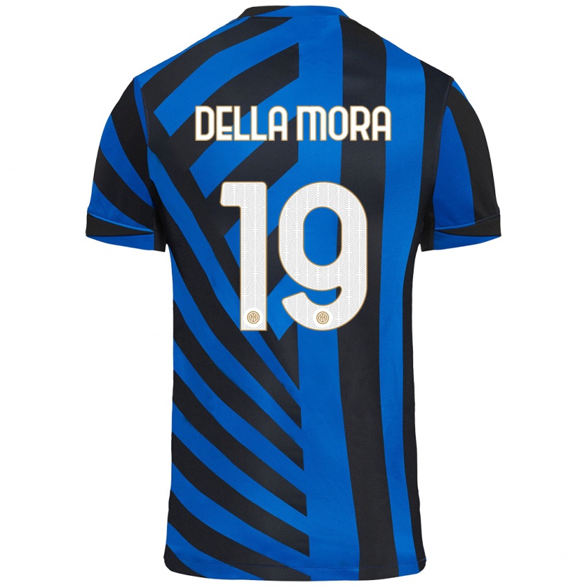 Uomo Maglia Tommaso Della Mora #19 Blu Nero Kit Gara Home 2024/25 Maglietta