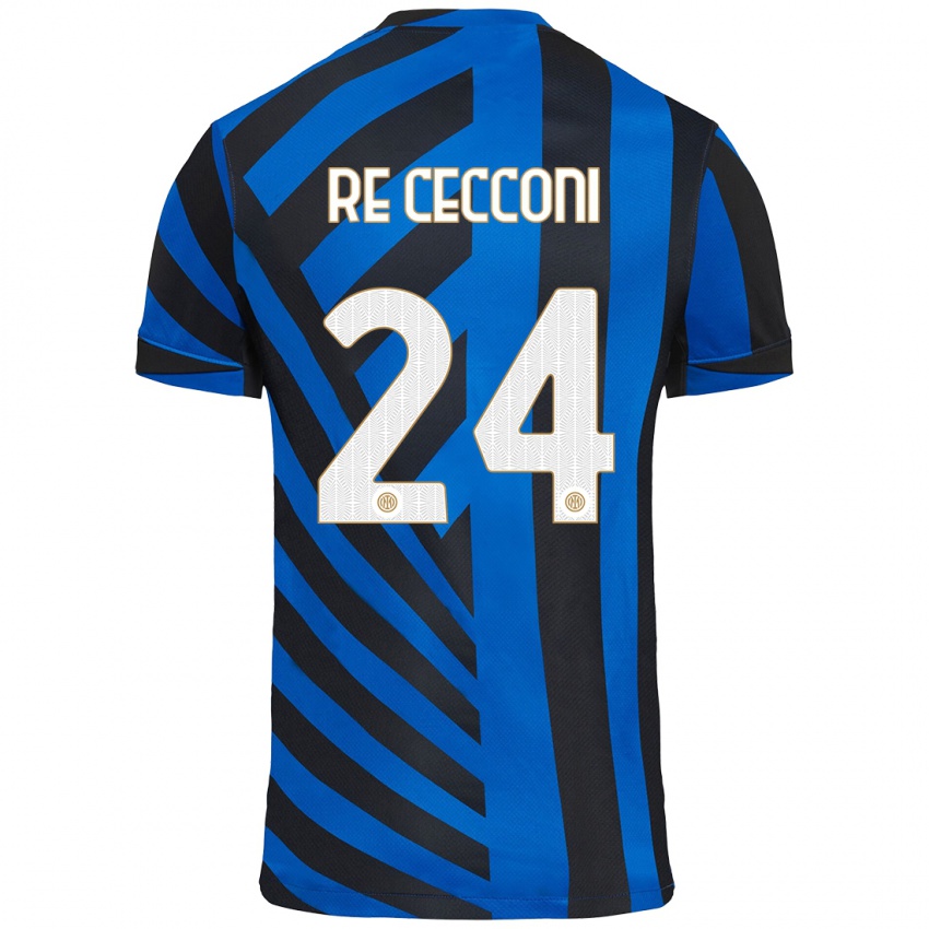 Uomo Maglia Gabriele Re Cecconi #24 Blu Nero Kit Gara Home 2024/25 Maglietta