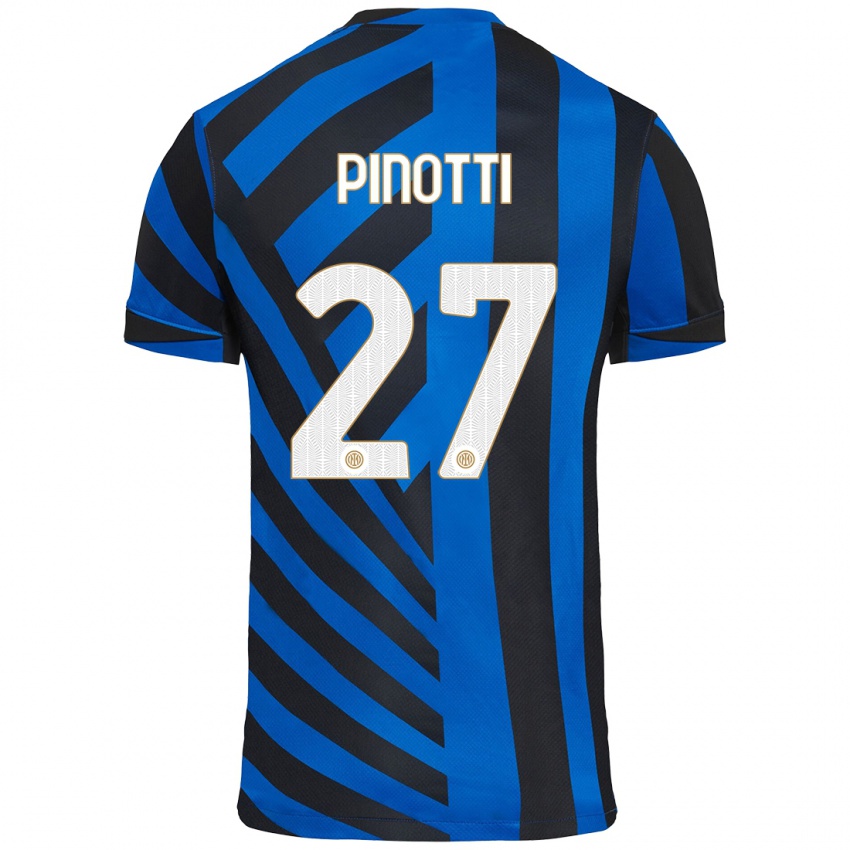 Uomo Maglia Manuel Pinotti #27 Blu Nero Kit Gara Home 2024/25 Maglietta