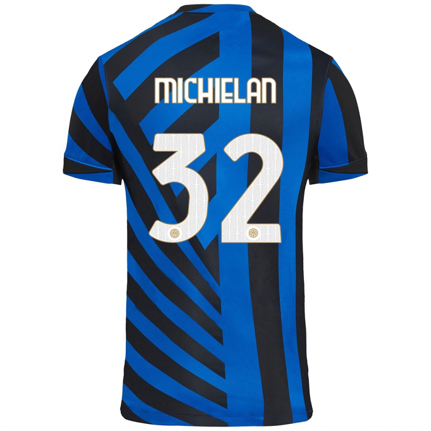 Uomo Maglia Mattia Michielan #32 Blu Nero Kit Gara Home 2024/25 Maglietta