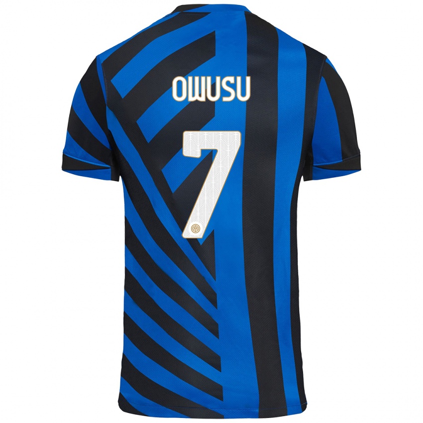 Uomo Maglia Enoch Owusu #7 Blu Nero Kit Gara Home 2024/25 Maglietta