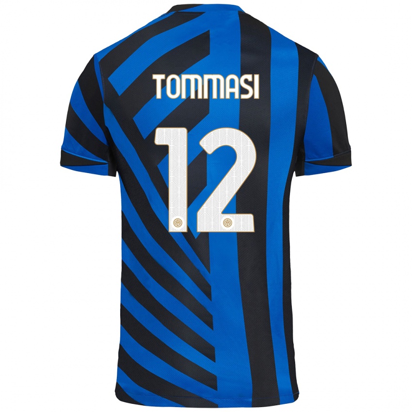 Uomo Maglia Francesco Tommasi #12 Blu Nero Kit Gara Home 2024/25 Maglietta