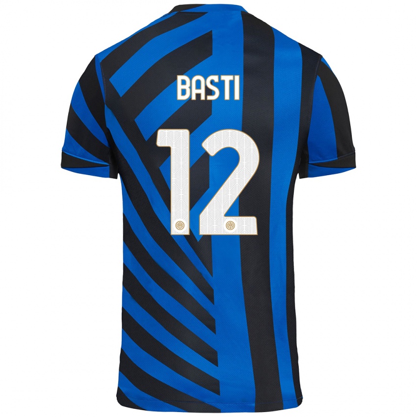 Uomo Maglia Matteo Basti #12 Blu Nero Kit Gara Home 2024/25 Maglietta