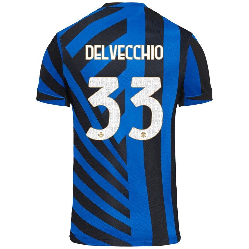 Uomo Maglia Gabriele Delvecchio #33 Blu Nero Kit Gara Home 2024/25 Maglietta