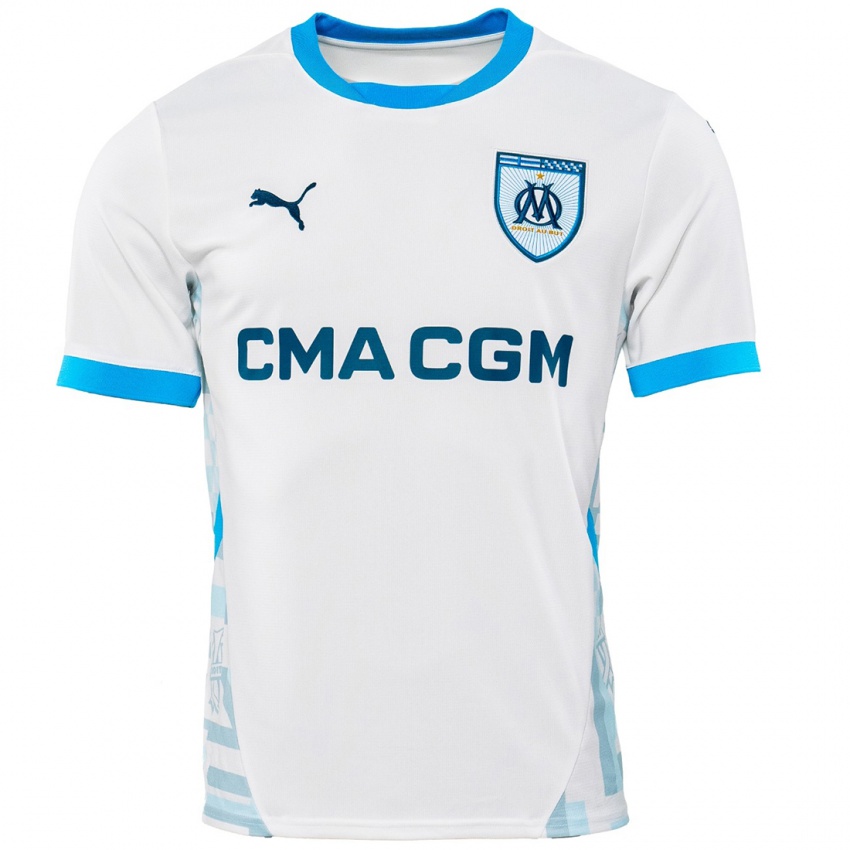 Uomo Maglia Mason Greenwood #10 Bianco Azzurro Kit Gara Home 2024/25 Maglietta