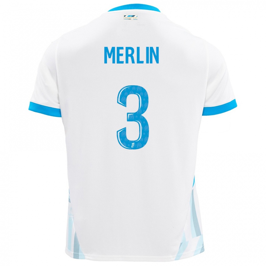 Uomo Maglia Quentin Merlin #3 Bianco Azzurro Kit Gara Home 2024/25 Maglietta