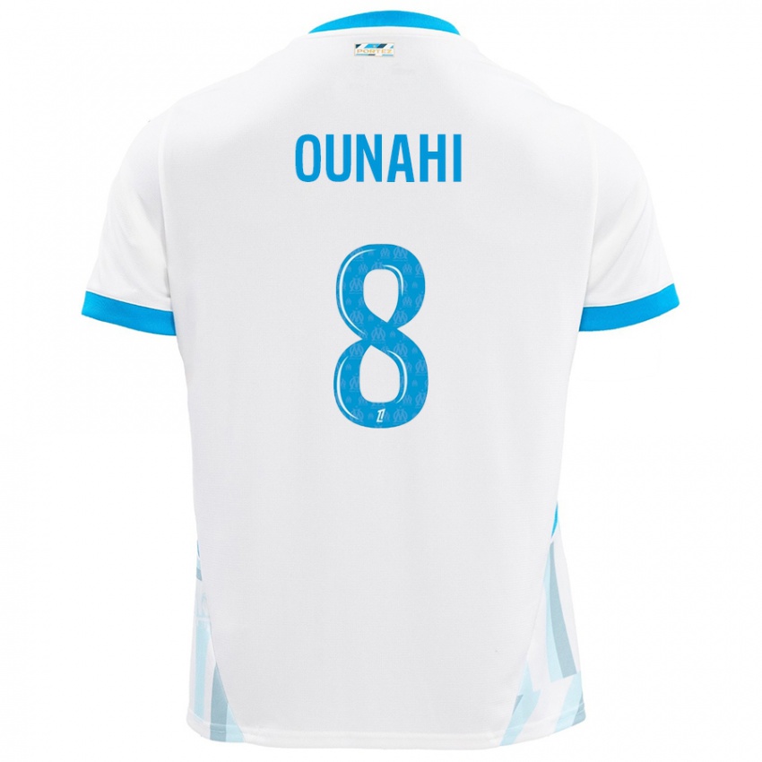 Uomo Maglia Azzedine Ounahi #8 Bianco Azzurro Kit Gara Home 2024/25 Maglietta