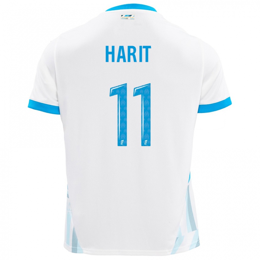 Uomo Maglia Amine Harit #11 Bianco Azzurro Kit Gara Home 2024/25 Maglietta