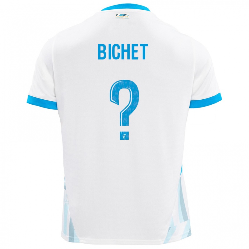 Uomo Maglia Tristan Bichet #0 Bianco Azzurro Kit Gara Home 2024/25 Maglietta