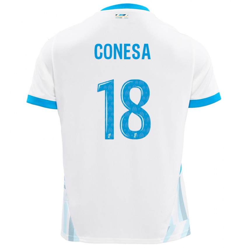 Uomo Maglia Anna Conesa #18 Bianco Azzurro Kit Gara Home 2024/25 Maglietta