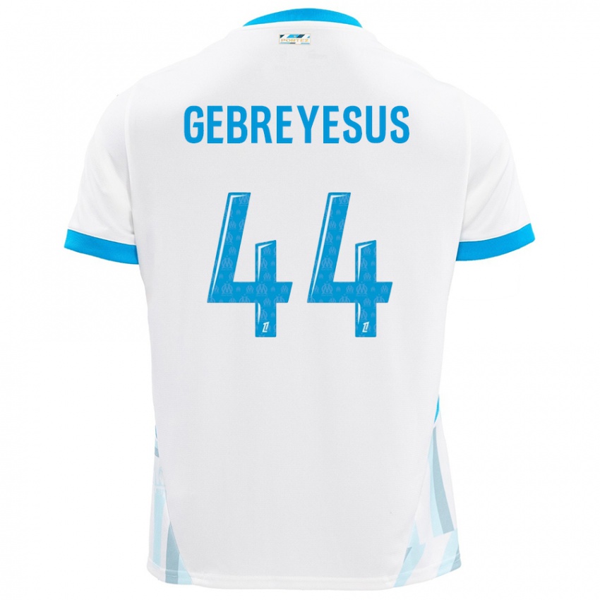 Uomo Maglia Esey Gebreyesus #44 Bianco Azzurro Kit Gara Home 2024/25 Maglietta