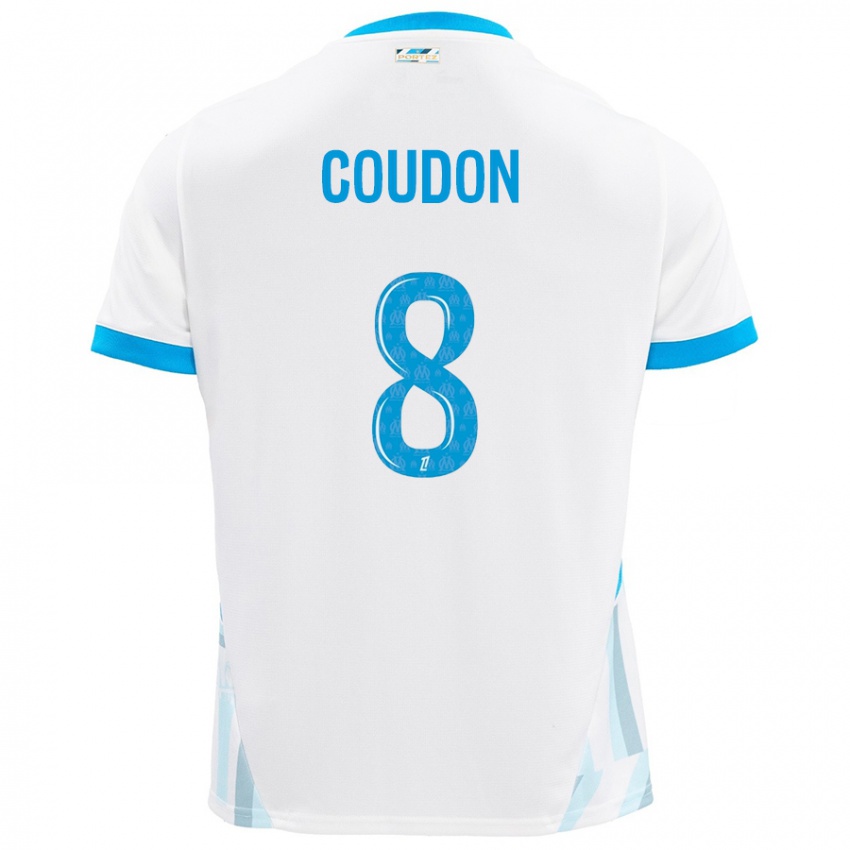 Uomo Maglia Marine Coudon #8 Bianco Azzurro Kit Gara Home 2024/25 Maglietta