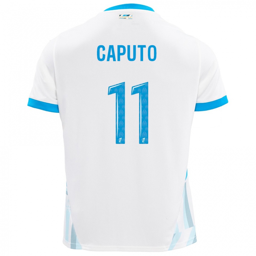 Uomo Maglia Cindy Caputo #11 Bianco Azzurro Kit Gara Home 2024/25 Maglietta