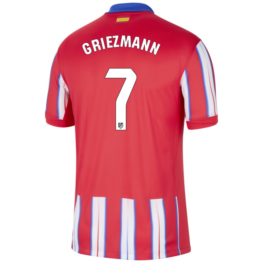 Uomo Maglia Antoine Griezmann #7 Rosso Bianco Blu Kit Gara Home 2024/25 Maglietta