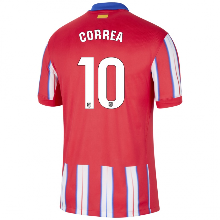 Uomo Maglia Angel Correa #10 Rosso Bianco Blu Kit Gara Home 2024/25 Maglietta