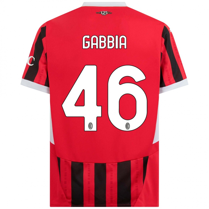 Uomo Maglia Matteo Gabbia #46 Rosso Nero Kit Gara Home 2024/25 Maglietta