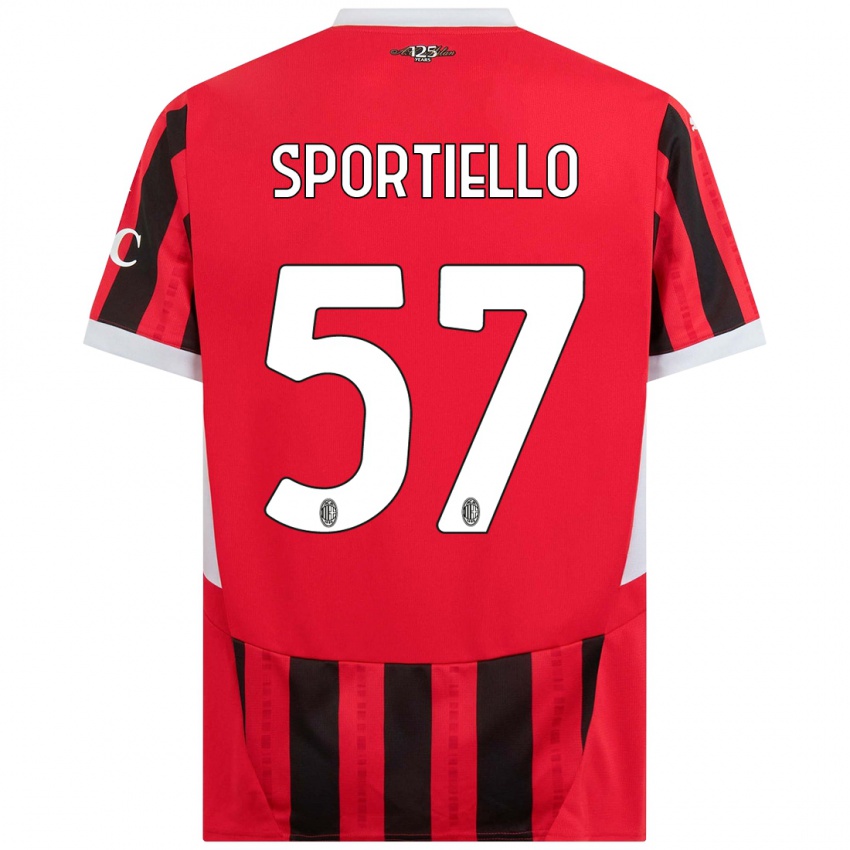 Uomo Maglia Marco Sportiello #57 Rosso Nero Kit Gara Home 2024/25 Maglietta