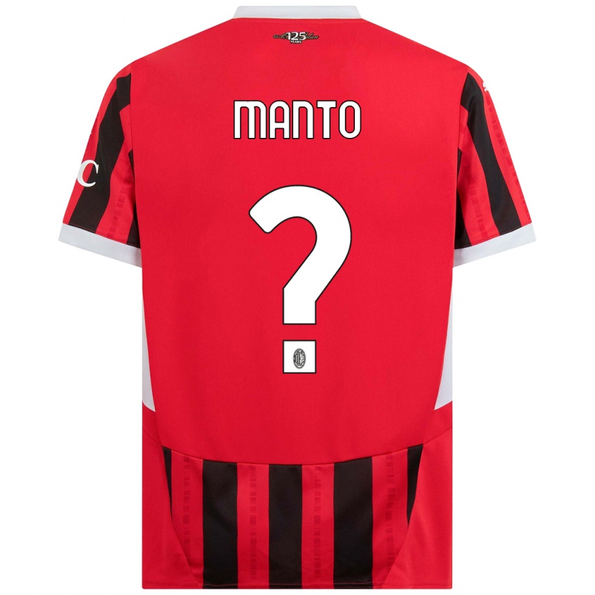 Uomo Maglia Gaetano Manto #0 Rosso Nero Kit Gara Home 2024/25 Maglietta